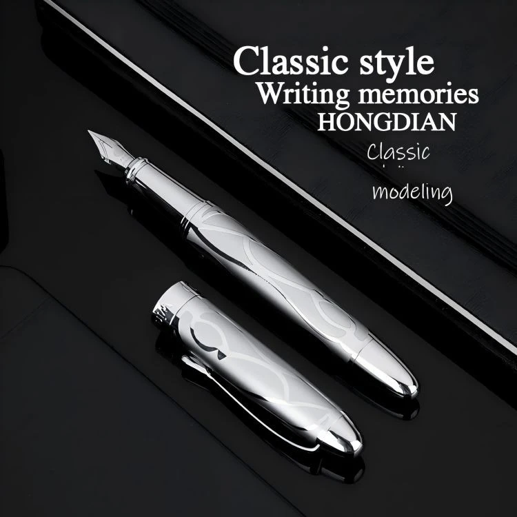 Metal Embossed Design Calligraphy Pen Silver Hongdian 5010 high quality Metal Embossed Design Calligraphy Pen Silver Hongdian 5010 high quality