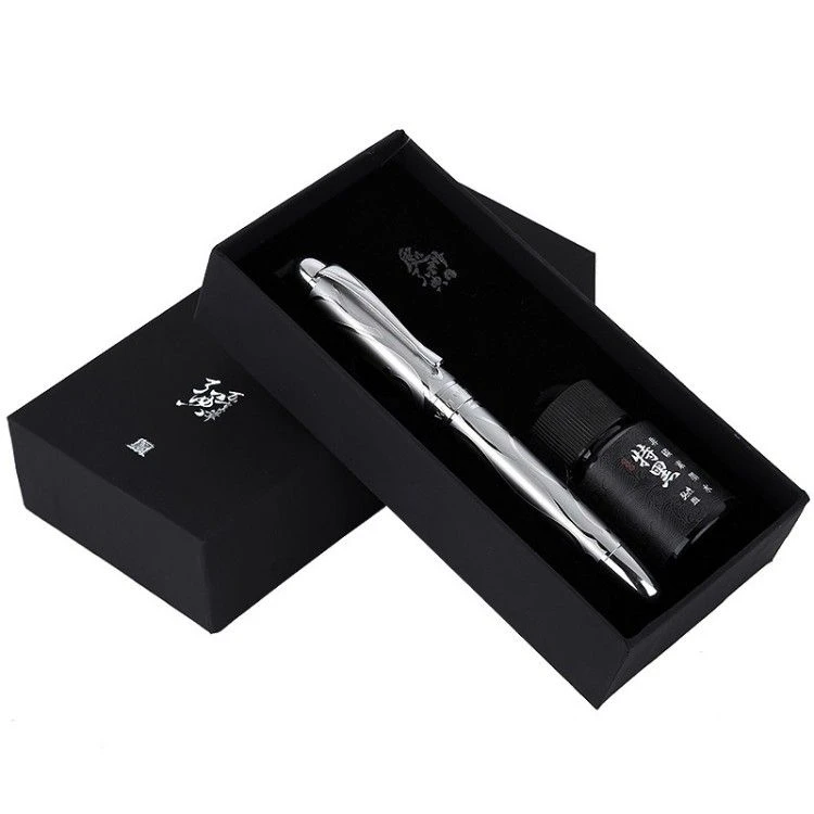 Metal Embossed Design Calligraphy Pen Silver Hongdian 5010
